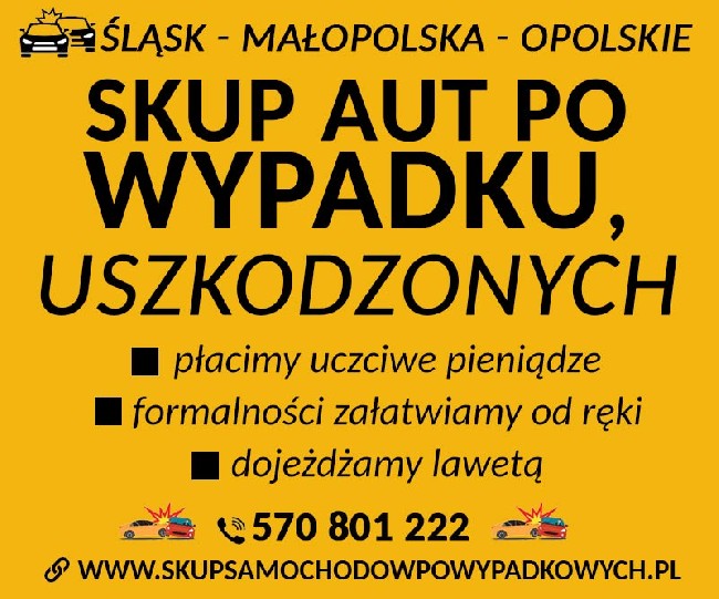 Odkup Aut Powypadkowych Dojazd Lawetą śląskie/małopolskie/opolskie
